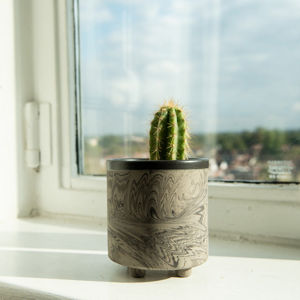 black marble plant pot Black Marble Pot Small – PlantBe Studio